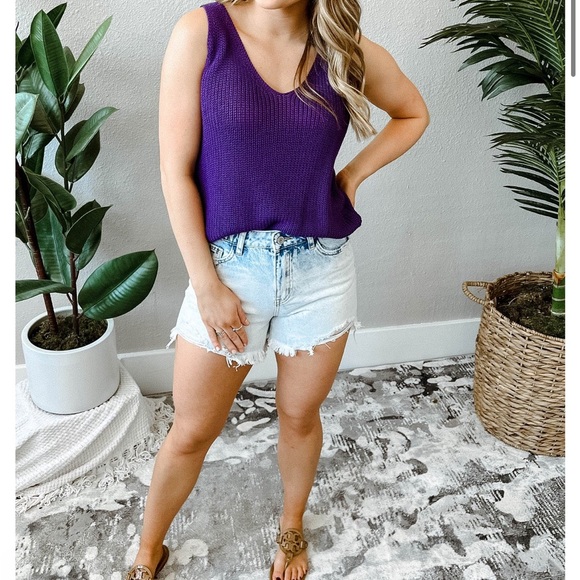 Small Royal Purple knit tank, V-neck - Picture 7 of 9
